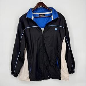 VTG Wilson Jacket Mens Large Black Colorblock Full Zip Windbreaker Lightweight